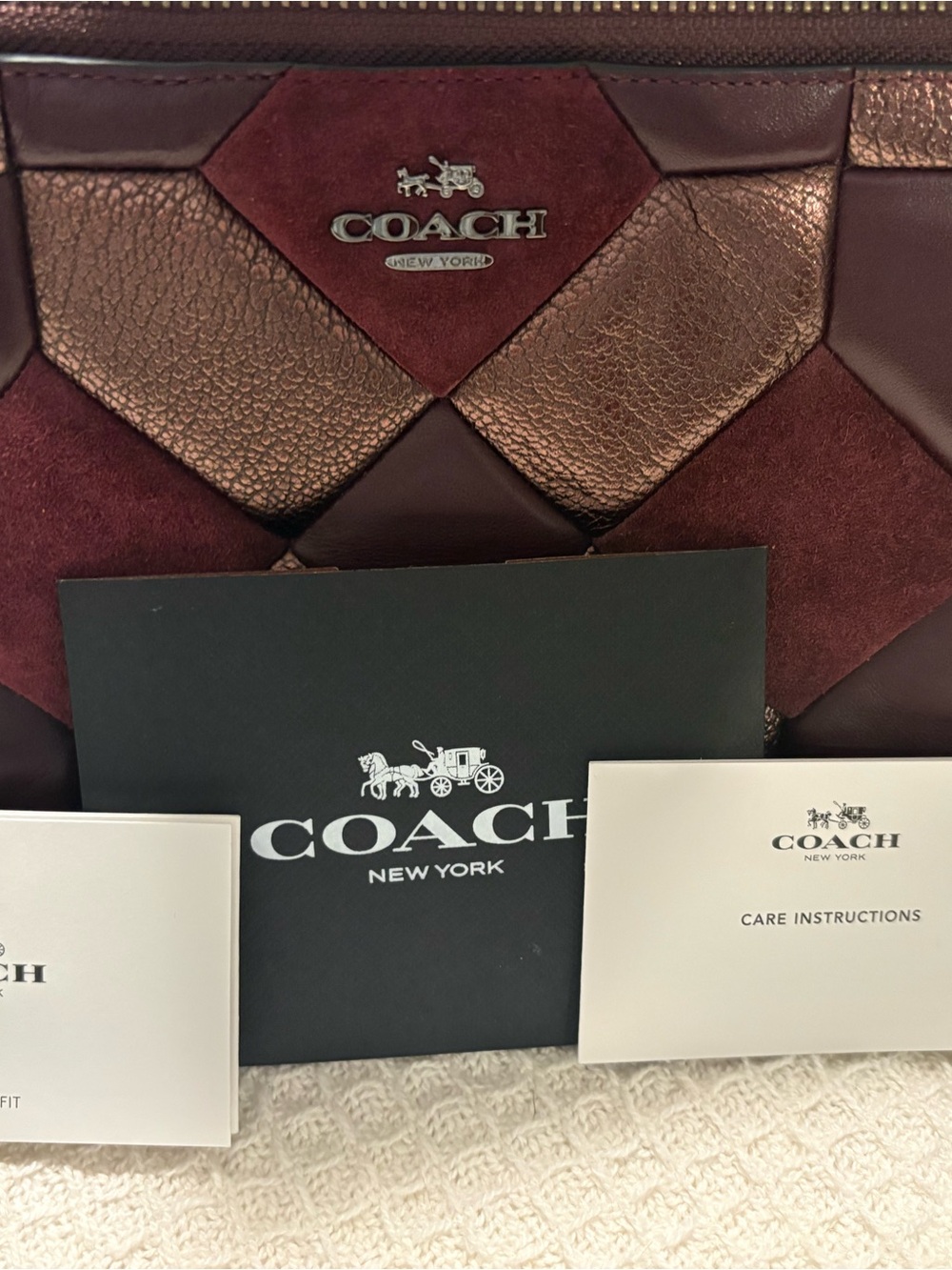 Coach Women’s Patchwork Leather & Suede Messenger Bag in Burgundy